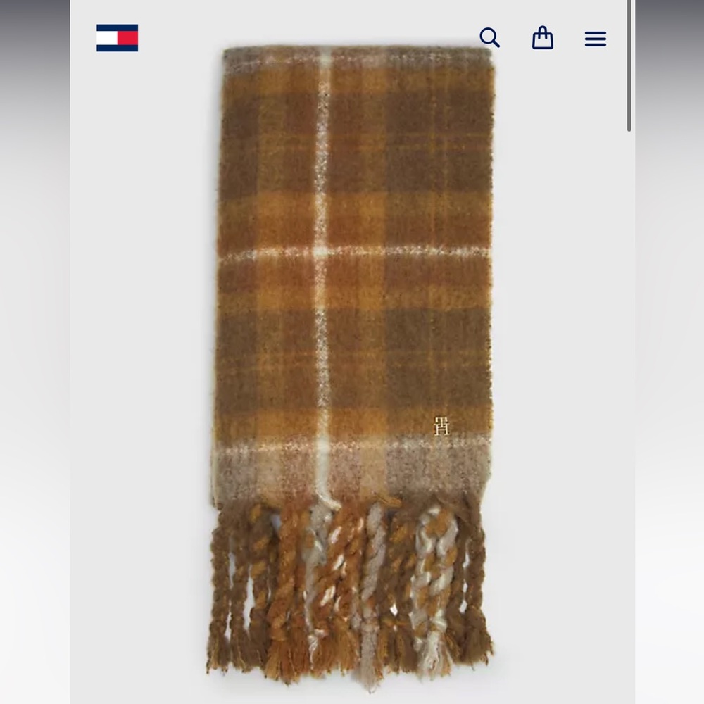 TH Logo Wide Plaid Scarf